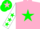 Silk - Pink, Green star, White sleeves, Green stars, Green cap, Pink star