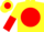 Silk - Yellow, Yellow 'V' on Red disc, Yellow and Red Halved Sleeves, Yellow