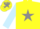 Silk - Yellow, Grey star on body and cap, Light Blue sleeves, Grey stars