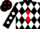 Silk - Black, White 'P' in Red Diamond Frame, Red and White Diamonds on Bla