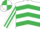Silk - White, Emerald Green chevrons, striped sleeves, quartered cap