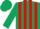 Silk - Dark Green and Red stripes, Dark Green cap