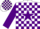 Silk - White, white 'DB' in purple star, purple blocks on sleeves