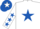 Silk - WHITE, royal blue star, royal blue stars on sleeves, royal blue cap, white star