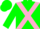 Silk - GREEN, pink cross belts, green cap