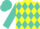 Silk - Yellow, Turquoise Diamonds, Turquoise Bars on Sleeves, Turquoise Cap