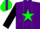 Silk - Purple and Hunter Green Quarters, Green Star Stripe on Black Sle