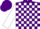 Silk - Purple and White Blocks, White Sleeves, Purple Cap, White Pompon
