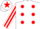 Silk - White, Red spots, striped sleeves, White cap, Red star