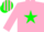 Silk - Pink, Green star, Pink sleeves, Striped cap