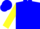 Silk - Blue, yellow horseshoe, yellow sleeves