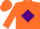 Silk - Orange, orange 'C' inside purple diamond, purple diagonal q