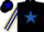 Silk - Black, Royal Blue star, Yellow and Blue striped sleeves, Black cap, Blue star