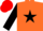Silk - Orange, black star, hlaved sleeves, red cap