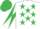 Silk - WHITE, EMERALD GREEN stars, diabolo on sleeves, EMERALD GREEN cap