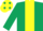 Silk - DARK GREEN, yellow panel, yellow cap, dark green spots