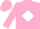 Silk - Lime, pink diagonal sashes, black 'BC' on black framed white diamond, pink dia