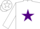 Silk - White, purple star, purple band on sleeves