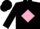 Silk - Black, Pink 'H' in Diamond Frame, Pink Bars on