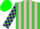 Silk - Lime Green and Hot Pink Stripes, Pink Sleeves, Purple Blocks, Green Cap, Pink Visor