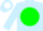 Silk - Light blue, white 'UF' on white circled green disc, green c