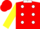 Silk - Red, White Collar and 'SA', White spots on Yellow Sleeves, Red Cap