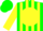 Silk - Green, Green Cat on Yellow disc, Yellow Stripes on Sleeves, Green Cap
