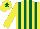 Silk - YELLOW & DARK GREEN STRIPES, yellow sleeves, yellow cap, dark green star