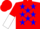 Silk - Red, Blue Stars on Red and White Halved Sleeves, Red Cap