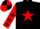 Silk - Black, Red star, Red sleeves, Black stars, Quartered cap