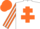Silk - White, Orange Cross of Lorraine, Orange and White striped sleeves, Orange cap