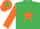 Silk - EMERALD GREEN, orange star & sleeves, orange cap, emerald green star