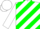 Silk - White, Green Diagonal Stripes, White