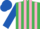 Silk - Emerald Green and Pink stripes, Royal Blue sleeves and cap