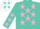 Silk - Turquoise, White ZWP on Hot Pink Belt, Pink Stars on Sleeve