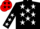 Silk - Black, red and white rising sun emblem, white stars on black sleeve
