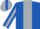 Silk - Royal Blue, Multi-Colored Shield Emblem on Back, Silver Stripe on