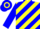 Silk - Yellow and blue diagonal stripes, blue sleeves, hooped cap