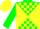 Silk - Green & Yellow diabolo, Yellow Blocks on Green Sleeves, Yellow Cap