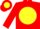 Silk - Red, Red 'P' in Yellow disc, Red & Yello