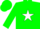 Silk - Green, green 'R' on white star, white
