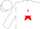 Silk - White, white 'D M' on red star, white hoops on red sleeve