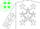 Silk - White, Green 'P' with White Star, White Stars on Gre