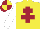 Silk - Yellow, Maroon Cross of Lorraine, White sleeves, Maroon and Yellow quartered cap