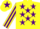 Silk - Yellow, Purple stars, striped sleeves and star on cap