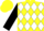 Silk - Yellow,  Silver Crest, White Diamonds with Black Sleeves, Yellow Cap