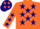 Silk - Orange, Navy Blue Stars