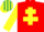 Silk - Red, Yellow Cross of Lorraine and sleeves, Emerald Green and Yellow striped cap
