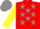 Silk - Red, Grey stars, Yellow sleeves, Grey cap