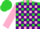 Silk - Lime Green, Hot Pink Stripes, Purple Blocks on Pink Sleeves, Lime Green Cap